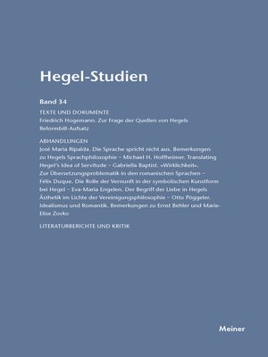 cover image of Hegel-Studien Band 34